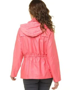 Parka courte rouge corail