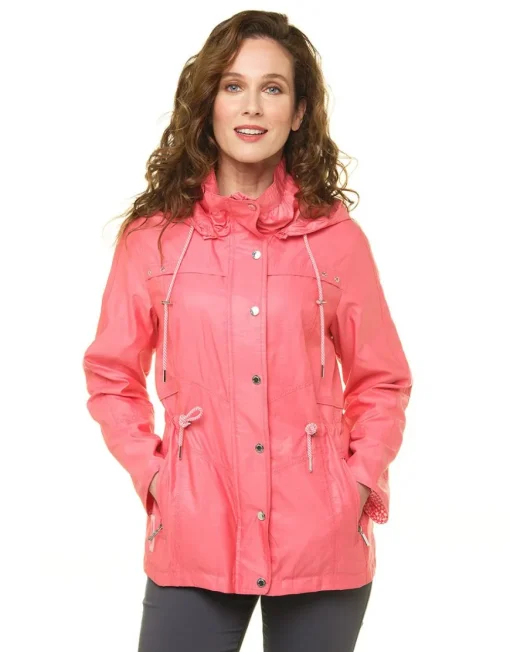 Parka courte rouge corail