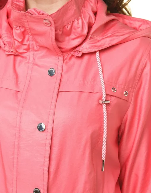 Parka courte rouge corail
