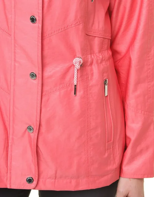 Parka courte rouge corail