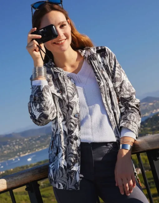 Parka feuillages gris