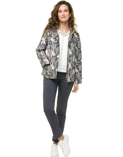 Parka feuillages gris