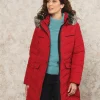 Parka longue rouge