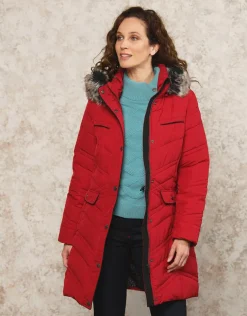 Parka longue rouge