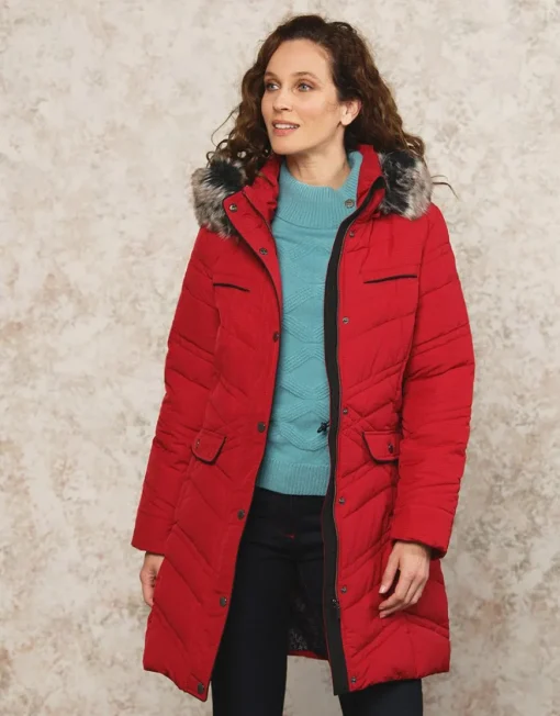 Parka longue rouge