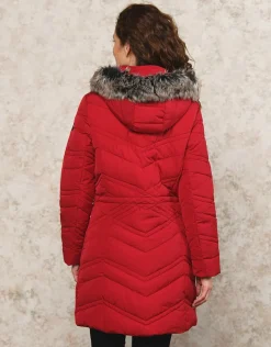 Parka longue rouge