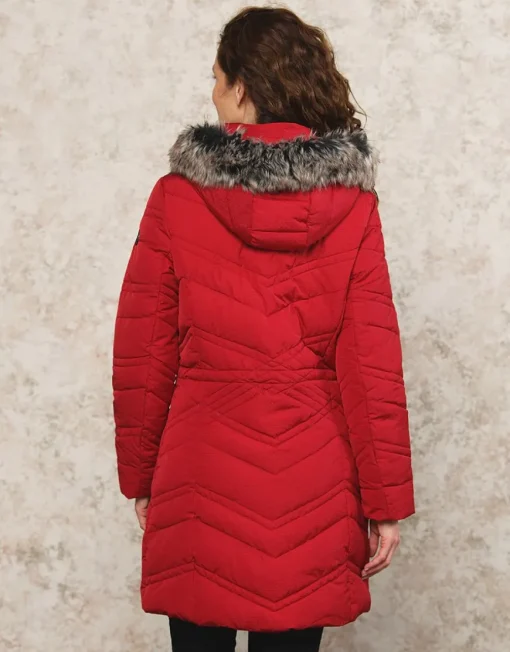 Parka longue rouge