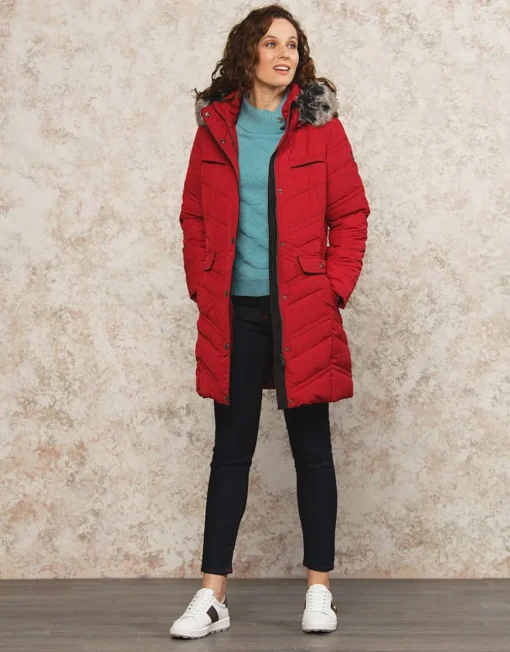 Parka longue rouge