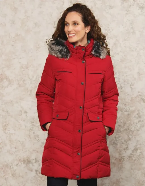 Parka longue rouge