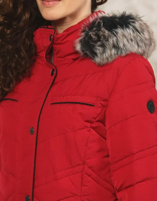 Parka longue rouge
