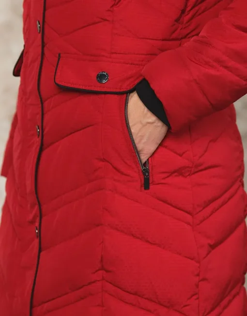 Parka longue rouge