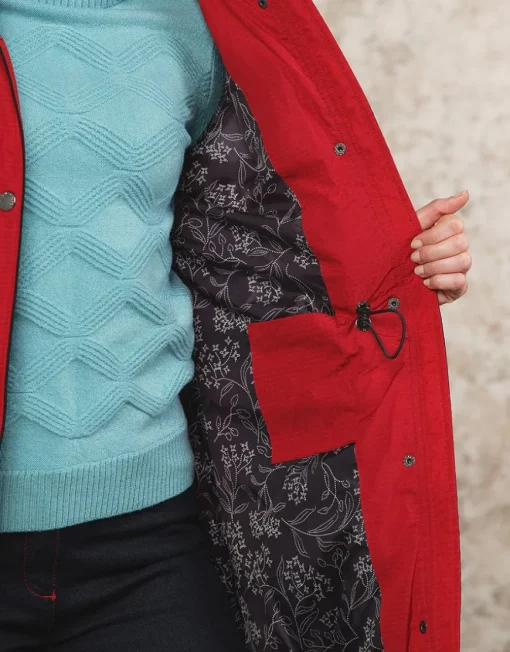 Parka longue rouge