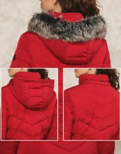 Parka longue rouge