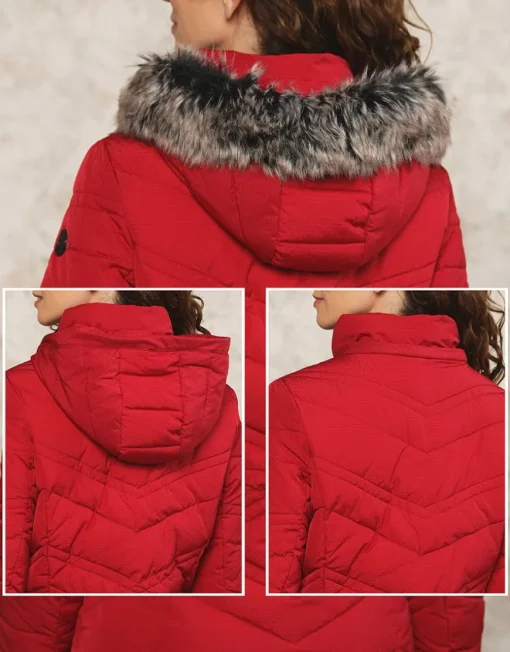 Parka longue rouge