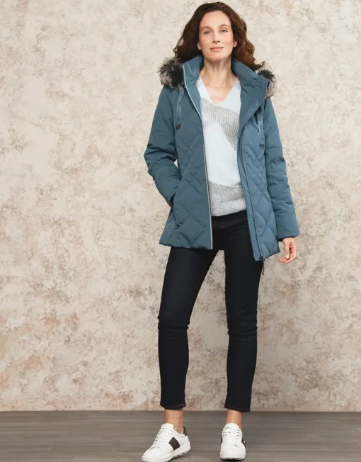 Parkas bleu à capuche
