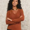 Pull brun maille ajourée