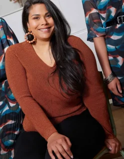 Pull brun maille ajourée