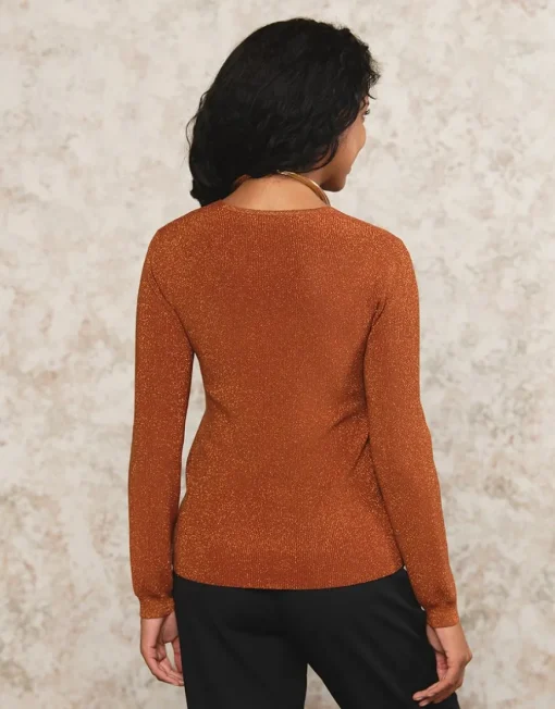 Pull brun maille ajourée