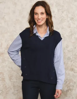 Pull chemisier marine