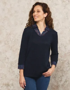 Pull chemisier marine
