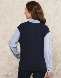 Pull chemisier marine