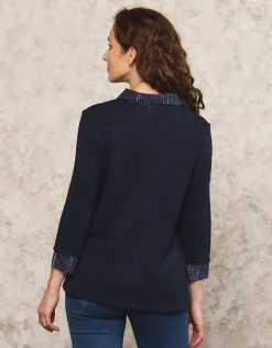 Pull chemisier marine