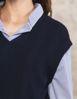 Pull chemisier marine