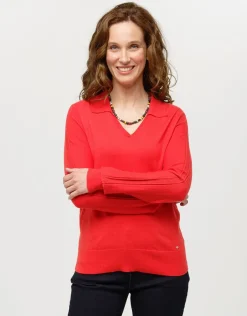 Pull col polo rouge