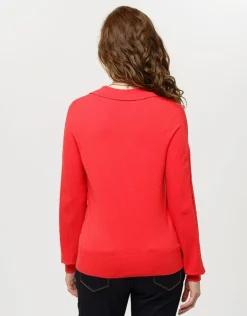 Pull col polo rouge