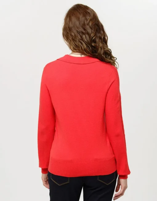 Pull col polo rouge