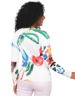 Pull écru imprimé