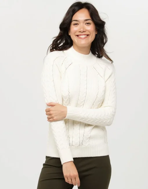 Pull doux écru torsades