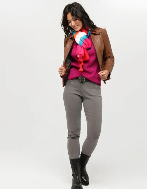 Pull doux prune torsades
