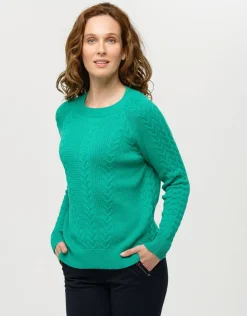 Pull doux vert torsades