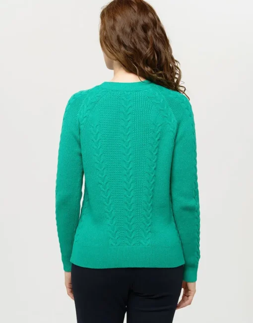 Pull doux vert torsades