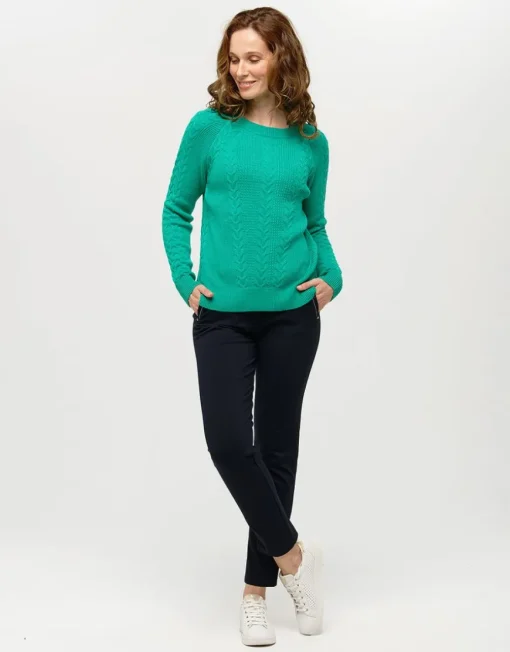 Pull doux vert torsades