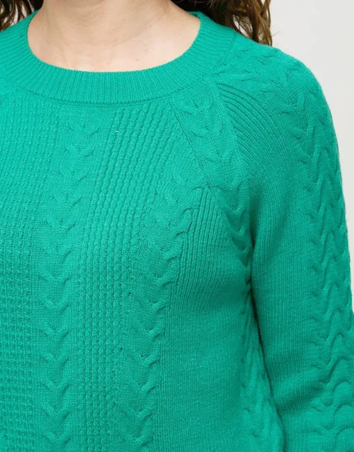 Pull doux vert torsades