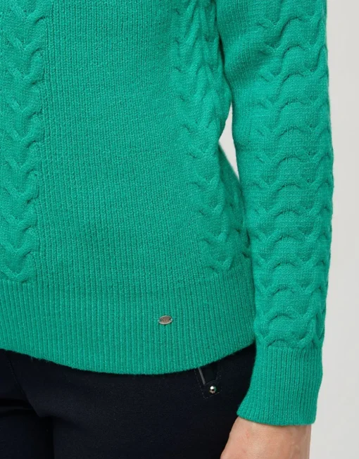Pull doux vert torsades