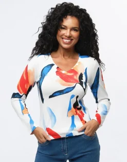 Pull fin imprimé fleuri
