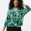Pull fin imprimé végétal