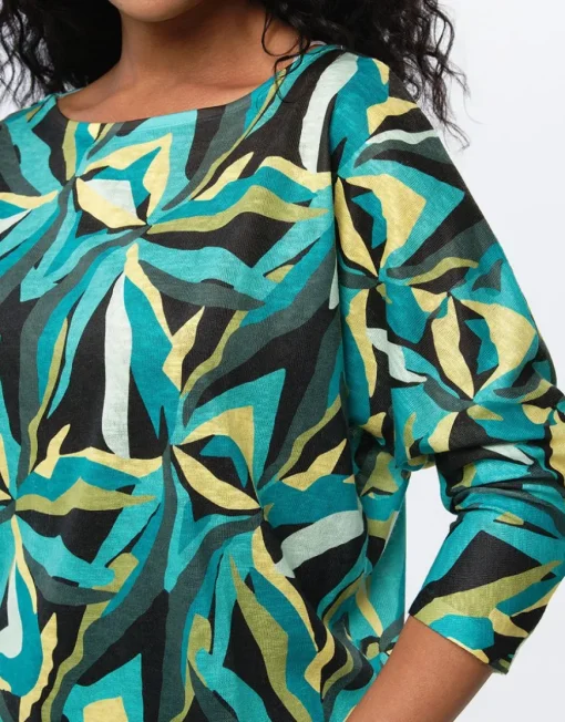Pull fin imprimé végétal