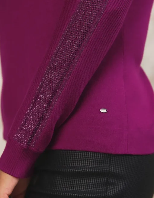 Pull maille strass violet