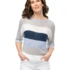 Pull rayé ciel marine