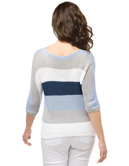 Pull rayé ciel marine
