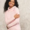 Pull rose col montant