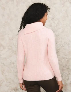 Pull rose col montant