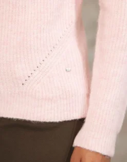 Pull rose col montant