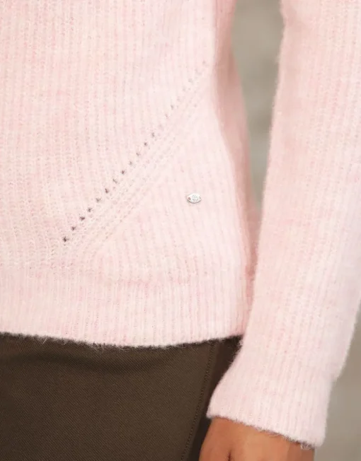 Pull rose col montant