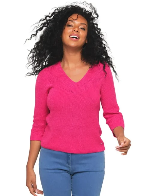 Pull rose fuchsia irisé