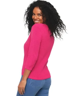 Pull rose fuchsia irisé